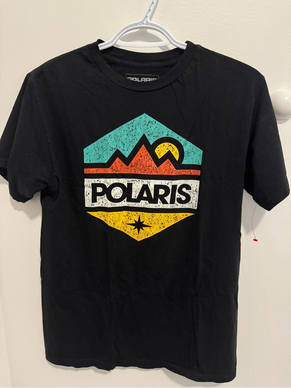 Polaris Boys' Black Short Sleeve Tee with Colorful Retro Logo